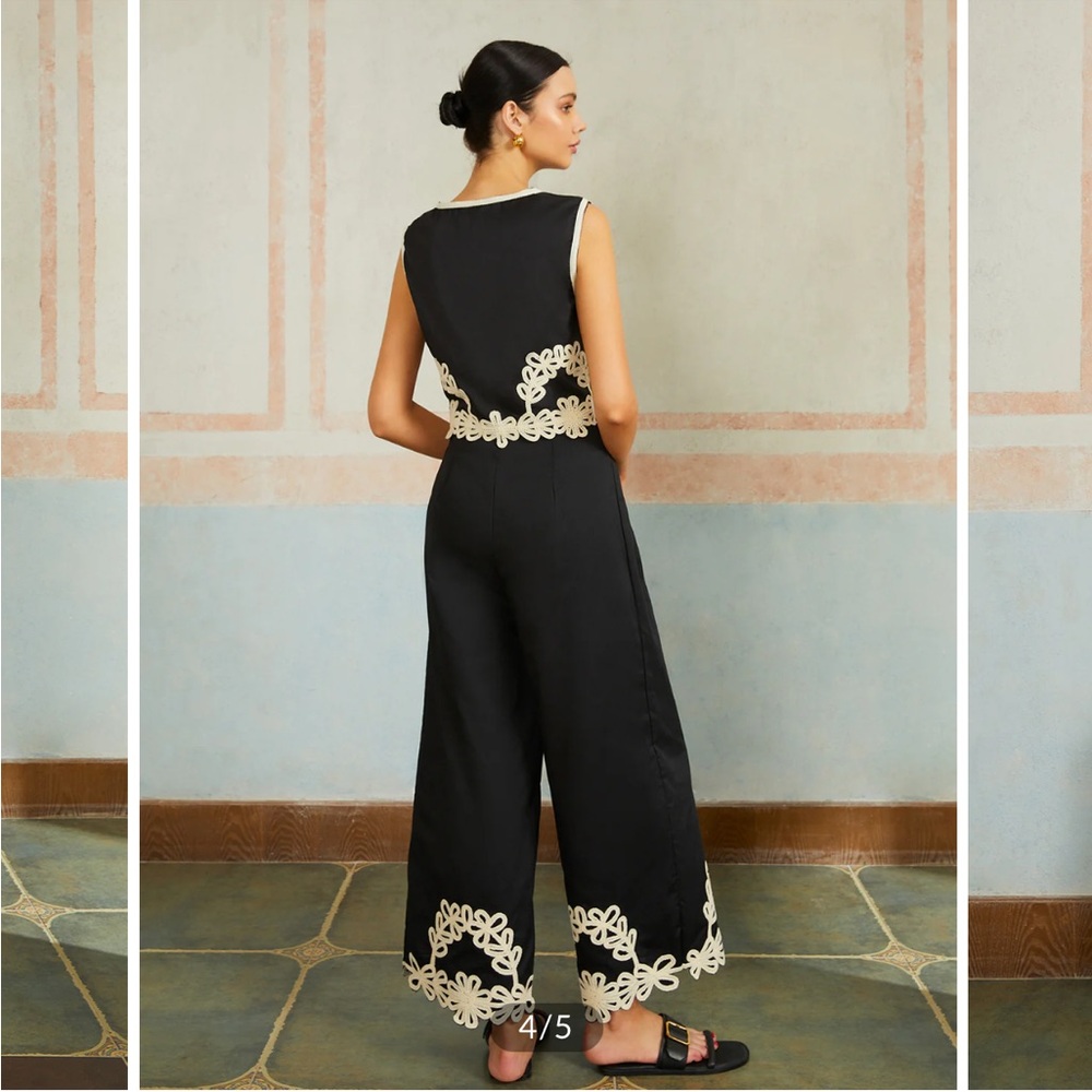 Commense Casual Embroidery Sleeveless Zipper Pants Set - Picture 5 of 10